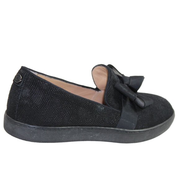 Russell & Bromley Black Bow Detail Slip-On Loafers, Size 37 (US 6.5-7) - Picture 5 of 8